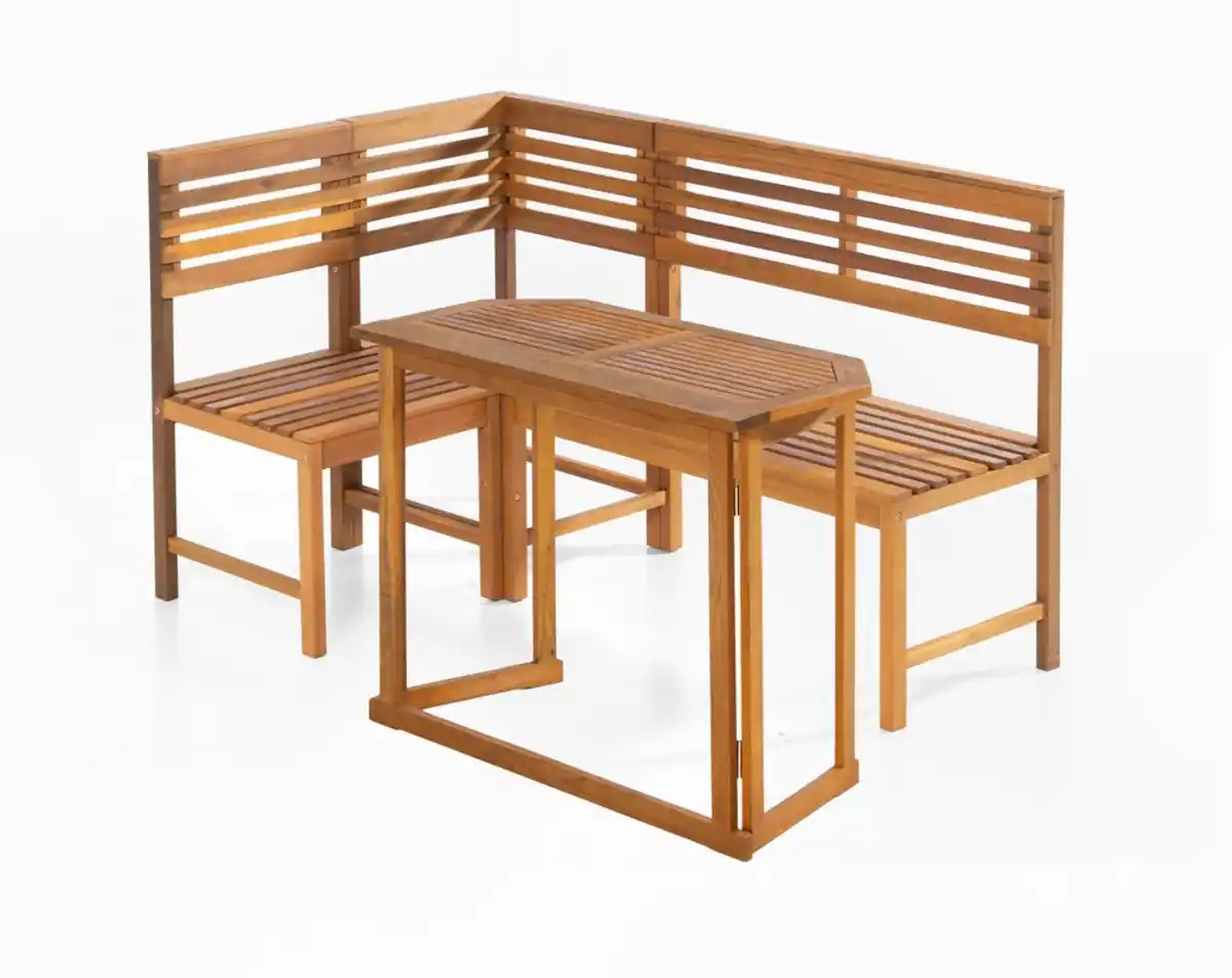 Bild 1 von Balkontisch mit Eckbank, ca. 100 x 50 x 74 cm - Braun