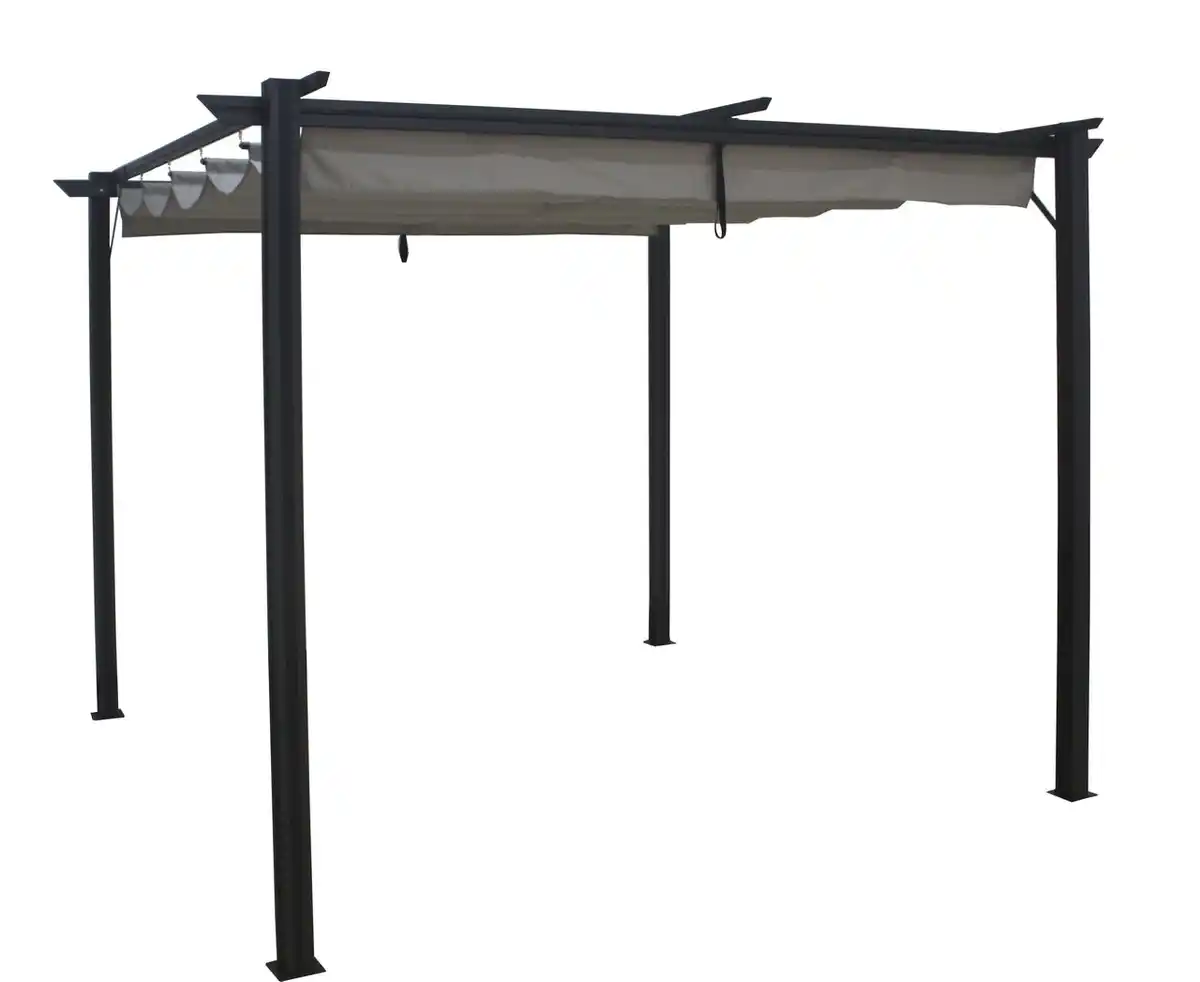 Bild 1 von Pavillon mit Schiebedach aus Aluminium ca. 290 x 290 x 215 cm in Grau