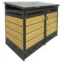 Bild 3 von 2er Mülltonnenverkleidung "Mülo" aus Edelstahl, ca. 142 x 78 x 131 cm - Anthrazit/Holzoptik