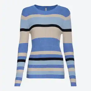 Damen-Ringelpullover mit Lurex-Effektgarn