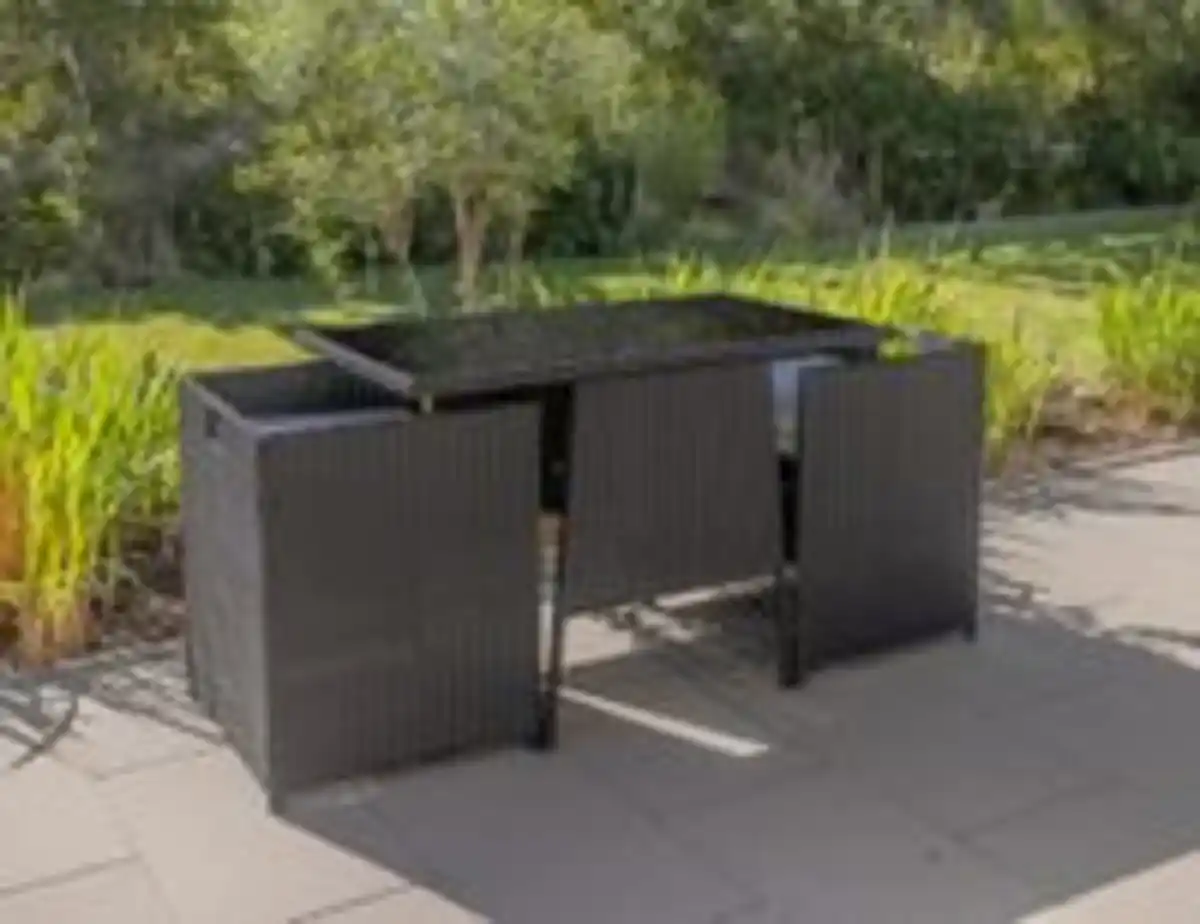 Bild 3 von 7tlg. Gartenset inkl. Polsterauflagen mit platzsparendem Würfelsystem - Schwarz