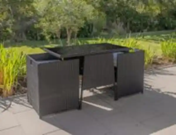 Bild 3 von 7tlg. Gartenset inkl. Polsterauflagen mit platzsparendem Würfelsystem - Schwarz