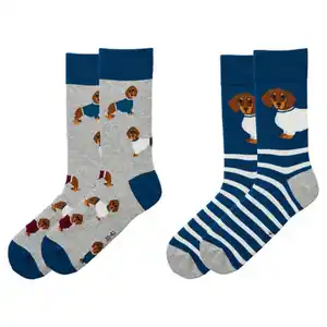 UP2FASHION Damen oder Herren Crazy Socken, 2er-Pack, Hund, 35/38