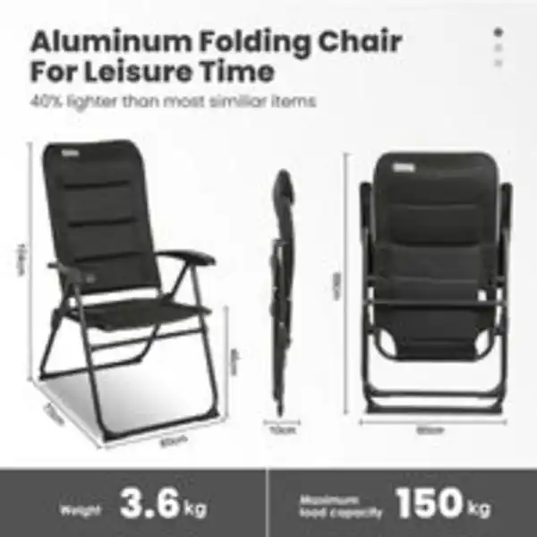 Bild 2 von HOMECALL Gartenstuhl Hochlehner Campingstuhl Balkonstuhl, 3D-Mesh, 5-Fach Verstellbar, Bis 150 KG