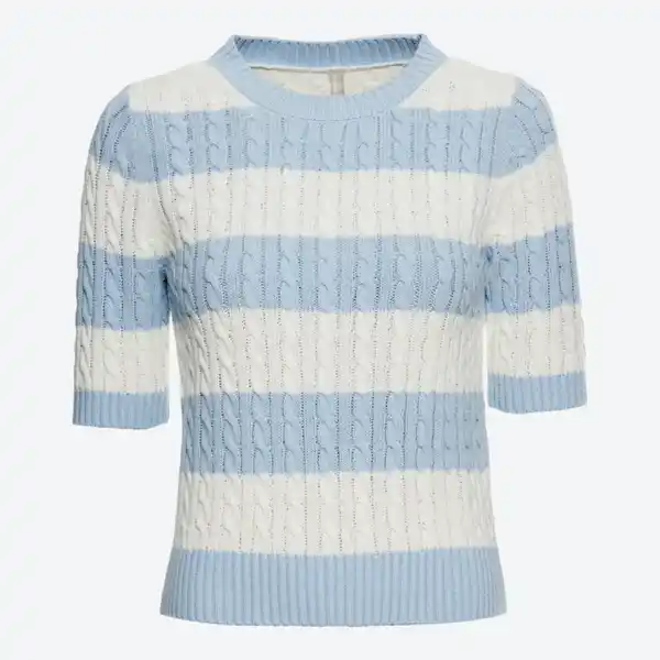 Bild 2 von Damen-Kurzarm-Pullover mit Zopfmuster