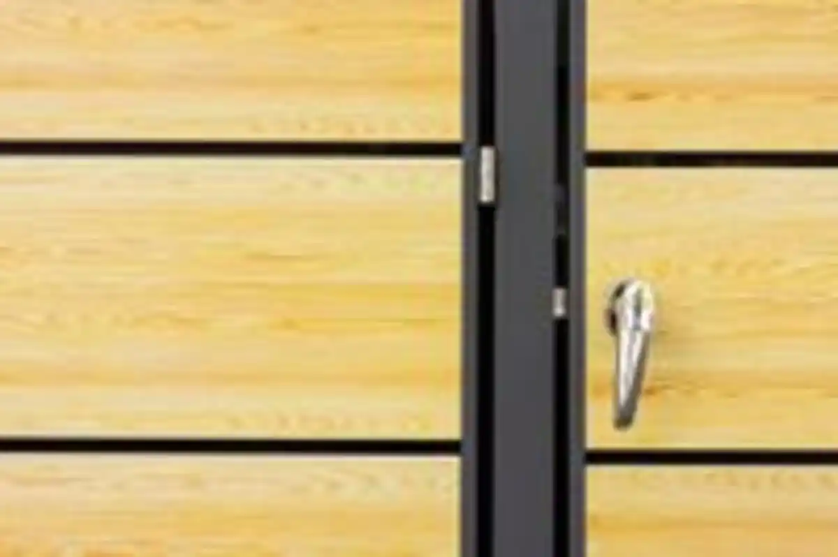 Bild 4 von 3er Mülltonnenverkleidung in Holzoptik aus Stahl, ca. 196 x 80 x 124 cm - Anthrazit/Holzoptik