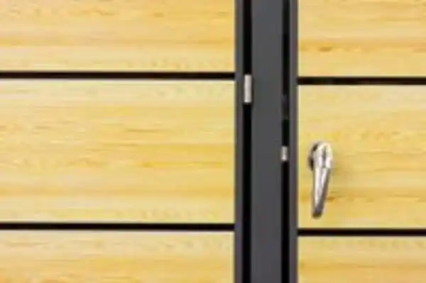 Bild 4 von 3er Mülltonnenverkleidung in Holzoptik aus Stahl, ca. 196 x 80 x 124 cm - Anthrazit/Holzoptik