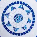 Bild 3 von 3.tlg Sitzgruppe Mosaik mit Tisch Ø 60 cm & 2 Stühlen FLORAL - Mehrfarbig