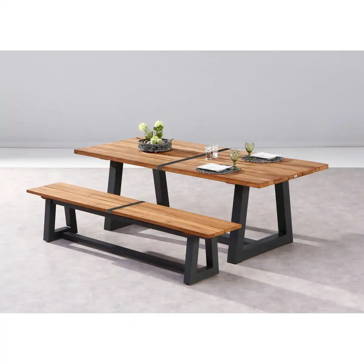 Bild 2 von Gartenbank Campione 220 x 40 cm Anthrazit/Teakholz FSC®