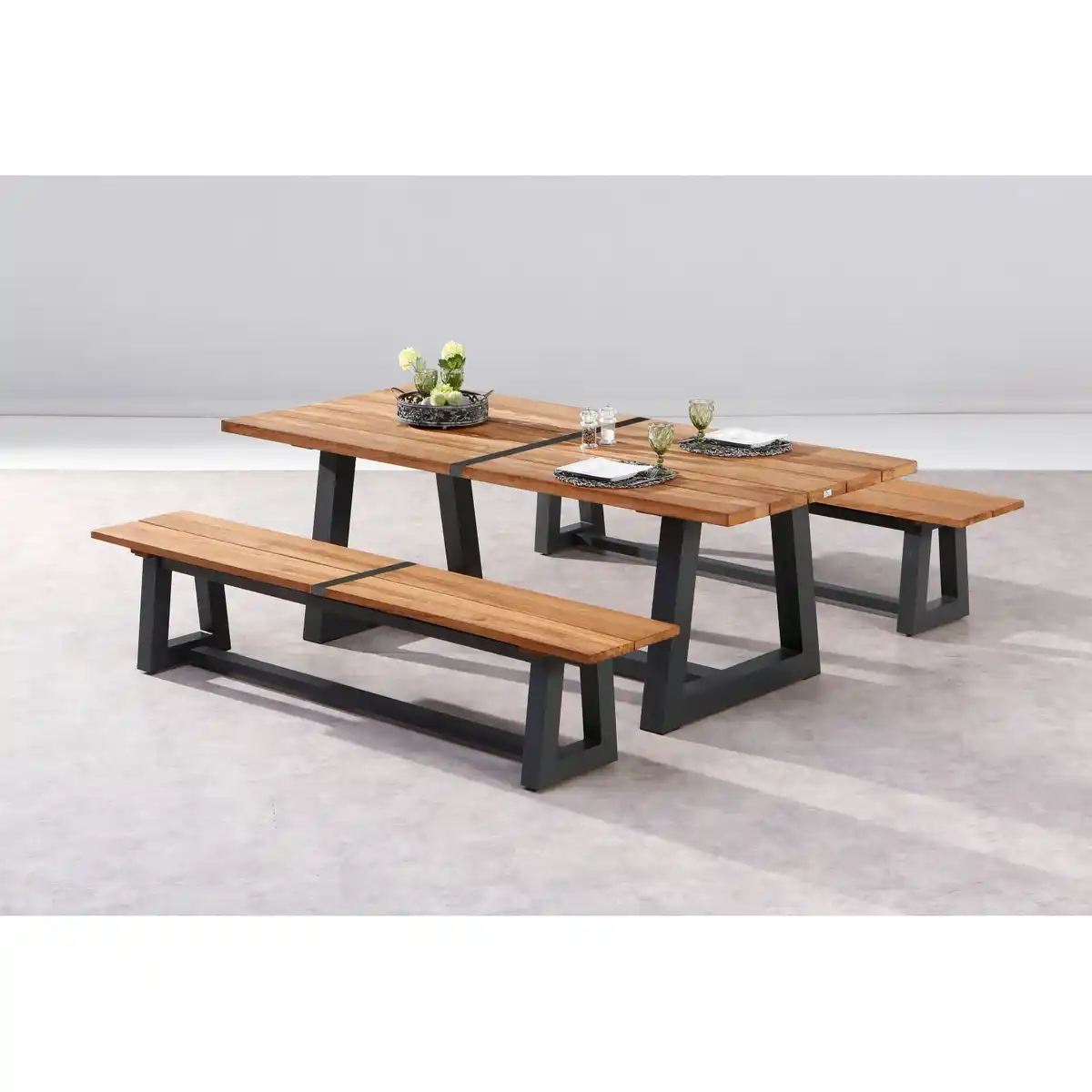 Bild 4 von Gartenbank Campione 220 x 40 cm Anthrazit/Teakholz FSC®