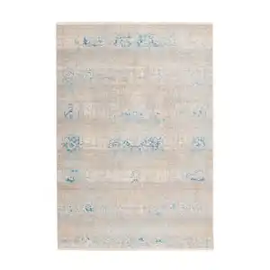 Novel Flachwebeteppich Baroque, Grau, Türkis, Textil, Vintage, rechteckig, 120x170 cm, pflegeleicht, Teppiche & Böden, Teppiche, Webteppiche