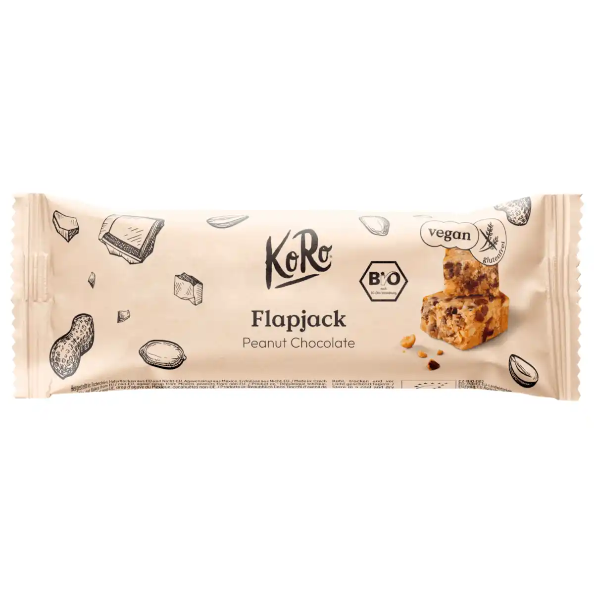 Bild 1 von KoRo Bio Flapjack Erdnuss Schokolade vegan 60g
