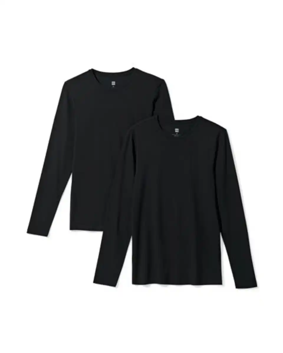 Bild 2 von Herren-T-Shirts, Langarmmodell, Slim Fit, O-Ausschnitt – 2 Stück schwarz