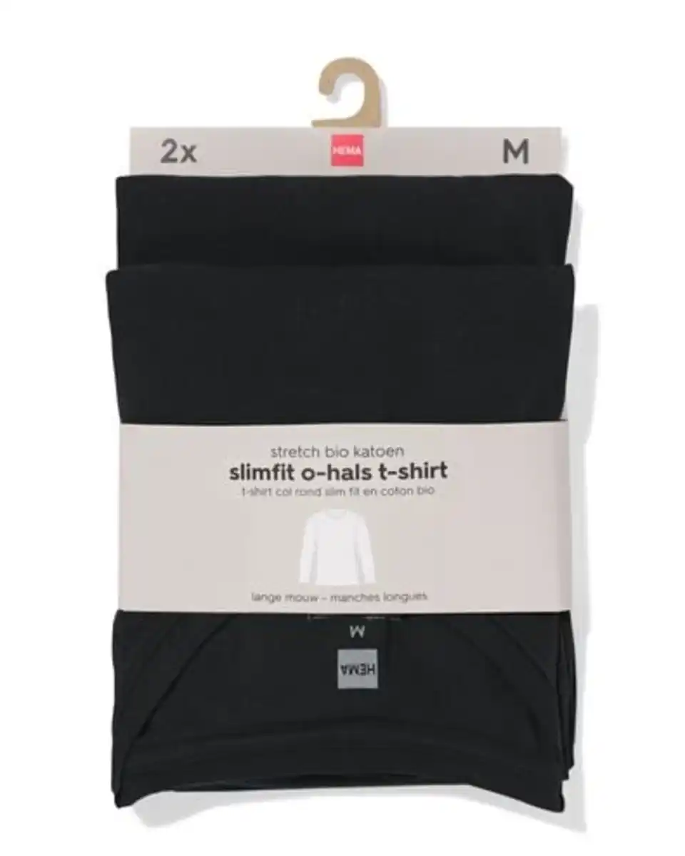 Bild 3 von Herren-T-Shirts, Langarmmodell, Slim Fit, O-Ausschnitt – 2 Stück schwarz