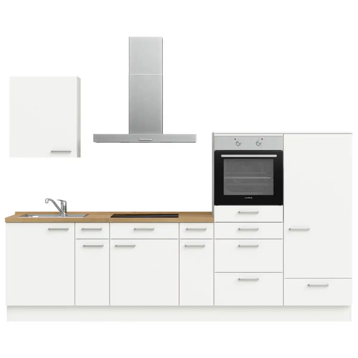 Bild 1 von Nobilia Küchenblock Touch, Weiß, Eiche, Metall, 8 Schublade(n),1 Schublade(n) Schubladen, nur wie online abgebildet bestellbar, 300 cm, Blauer Engel, Pefc, Goldenes M, Made in Germany, DGM-Klimapak