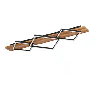 Eglo Led-Deckenleuchte Boyal, Schwarz, Weiß, Eiche, Holz, Metall, Kunststoff, 40.5x9.5x101 cm, Lampen & Leuchten, Innenbeleuchtung, Leuchten nach Räumen, Schlafzimmerlampen