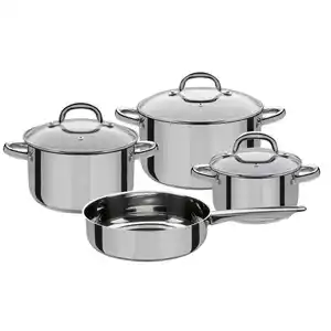 GSW Kochtopfset Montreal, Edelstahl, Metall, 4-teilig, 16 cm,20 cm, 1.8 L,3.5 L,6 L, ISO 9001, backofengeeignet, hitzebeständige Griffe, rostfrei, Griffe werden nicht heiß, optimale Wärmeverteilun