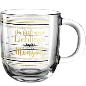 Leonardo Tasse, Klar, Schwarz, Gold, Glas, 400 ml, hitzebeständig, Kaffee & Tee, Tassen, Kaffeetassen