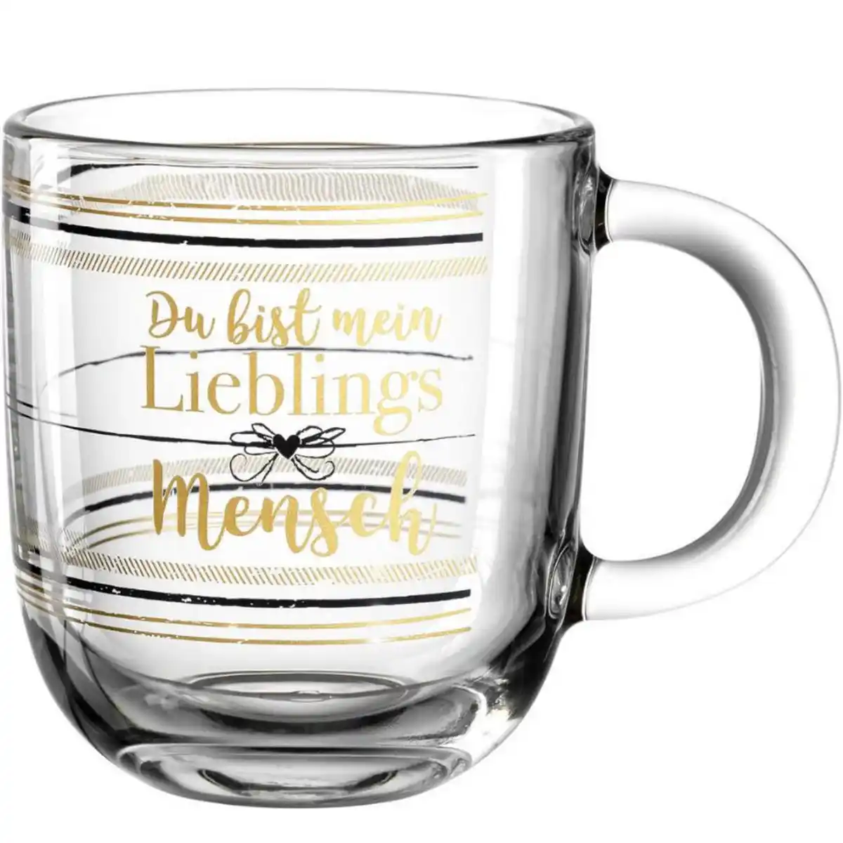 Bild 1 von Leonardo Tasse, Klar, Schwarz, Gold, Glas, 400 ml, hitzebeständig, Kaffee & Tee, Tassen, Kaffeetassen