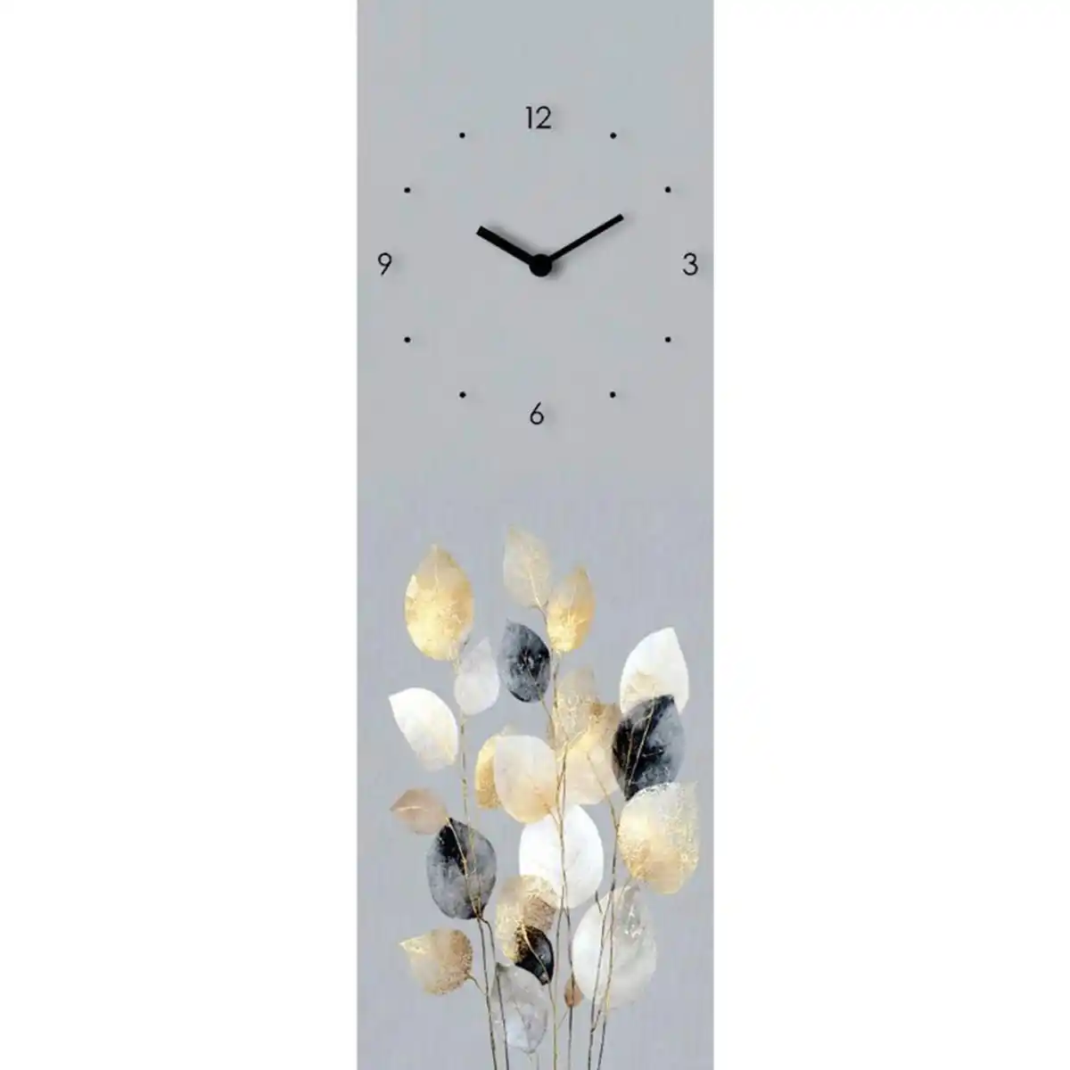 Bild 1 von Euroart Wanduhr Time For Leaves I, Mehrfarbig, Weiß, Glas, 20x60x3.1 cm, Dekoration, Uhren, Wanduhren