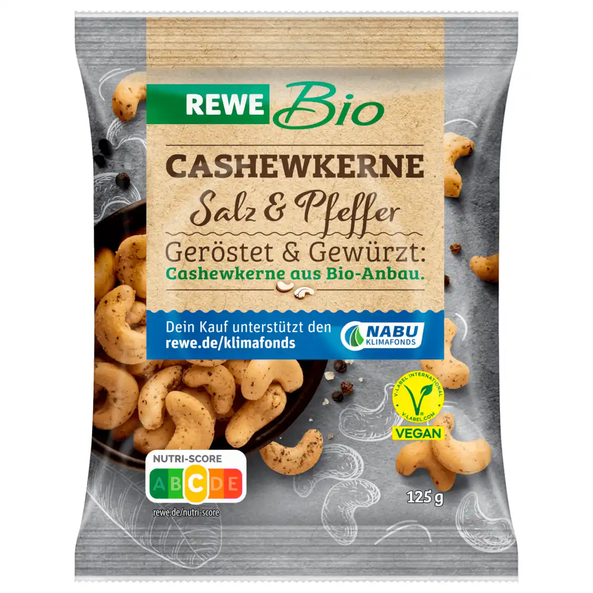 Bild 1 von REWE Bio Cashewkerne Salz & Pfeffer geröstet 125g