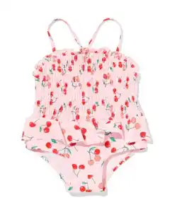 Baby-Badeanzug gesmokt, Kirschen rosa
