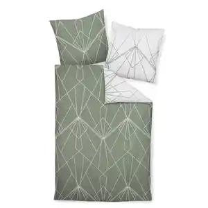 Janine Wendebettwäsche J.d., Jadegrün, Textil, Graphik, 200x200 cm, Textiles Vertrauen - Oeko-Tex®, bügelfrei, pflegeleicht, atmungsaktiv, hautfreundlich, saugfähig, schadstoffgeprüft, Schlafte