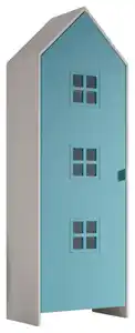 Kinderkleiderschrank Casami ca. 58x171x37 cm Weiß/Blau, Blau, Weiß