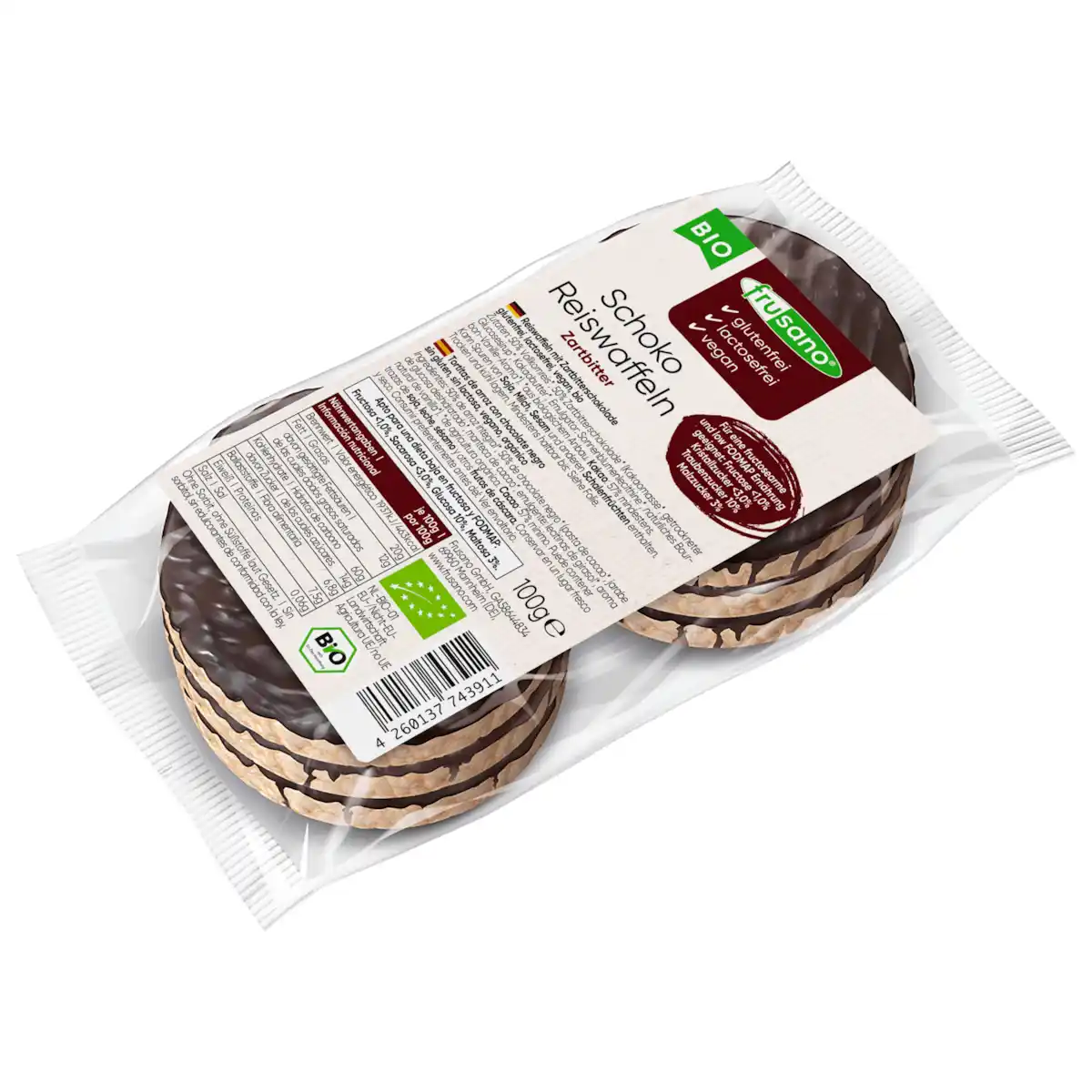 Bild 1 von Frusano Bio Schoko Reiswaffeln Zartbitter 100g