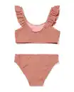 Bild 2 von Kinderbikini Seersucker gestreift dunkelrosa