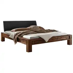 Hasena Bett, Anthrazit, Braun, Akazie, Holz, Akazie, massiv, Höhe ca. 22 cm, 140x200 cm, in verschiedenen Größen erhältlich, Schlafzimmer, Betten, Einzelbetten