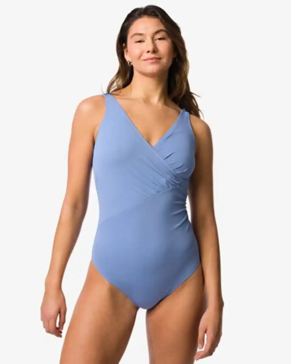 Bild 1 von Damen-Badeanzug Fiona, figurfreundliche Passform, Strukturgewebe hellblau