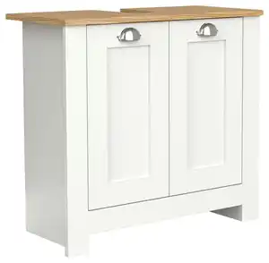 Waschbeckenunterschrank Balusa ca. 65x60 cm Weiß/Eiche, Weiß, Eichefarben