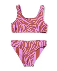 Wendebikini für Kinder mit Zebrastreifen lila
