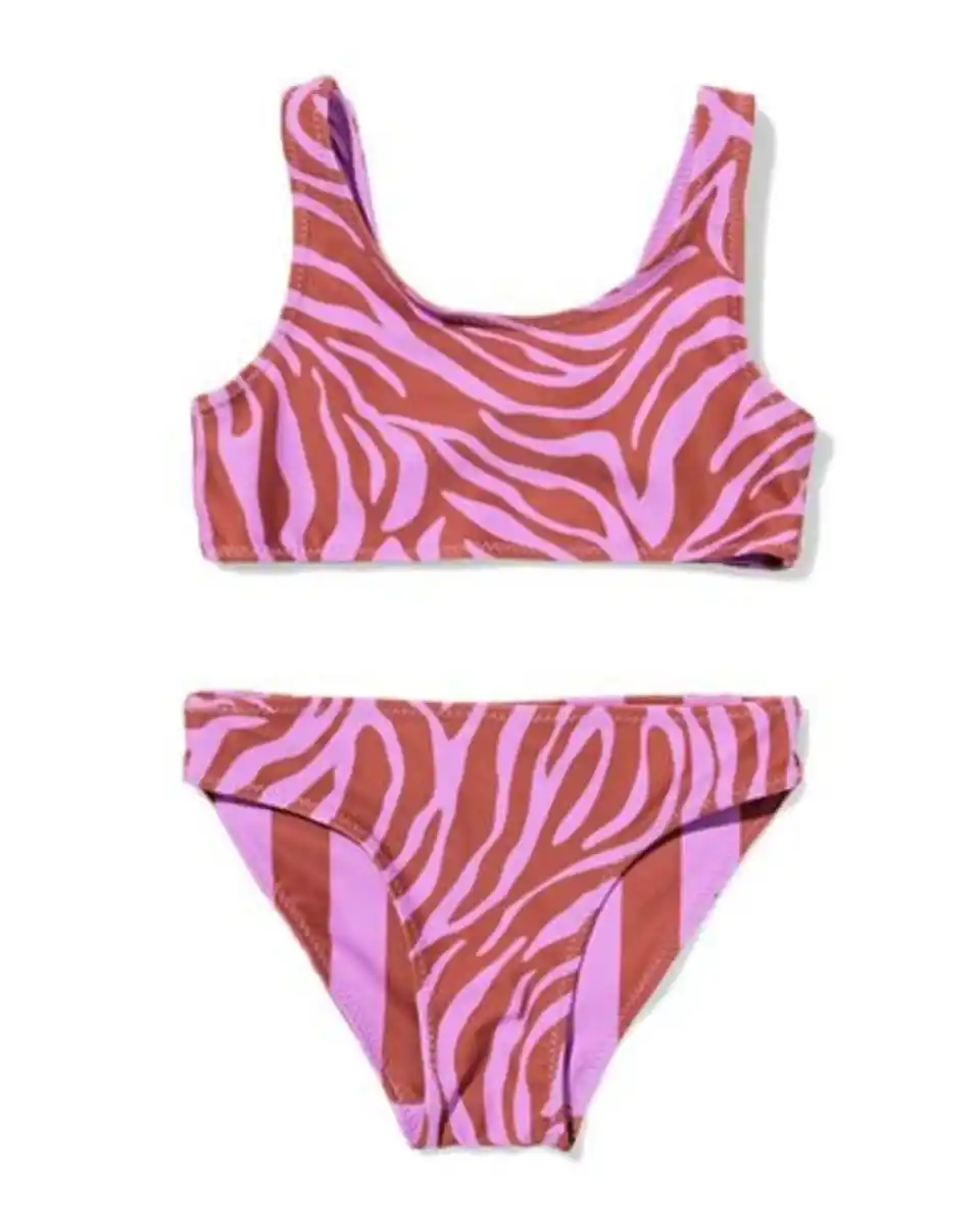 Bild 1 von Wendebikini für Kinder mit Zebrastreifen lila