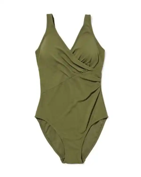 Bild 2 von Damen-Badeanzug Fiona, figurfreundliche Passform, Strukturgewebe grün