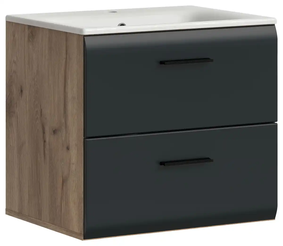 Bild 1 von Waschtischkombi Ice Schwarz/Eiche dunkel, Schwarz, Eiche dunkel