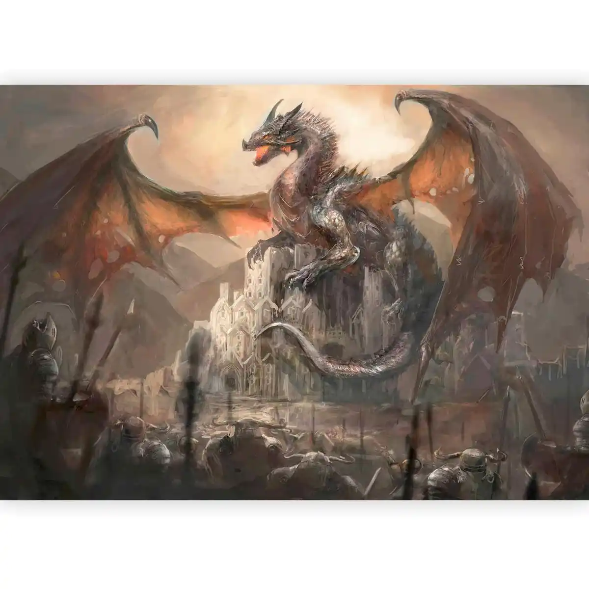 Bild 1 von Fototapete Dragon Castle Braun/Orange, Braun, Orange