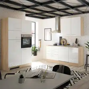Küchenblock Laurel mit Geräten ca. 310 cm Weiß/Eiche, Weiß, Sonoma Eiche