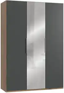 Drehtürenschrank Level 36A mit Spiegel ca.150cm Graphitfarben, Graphitfarben, Eichefarben