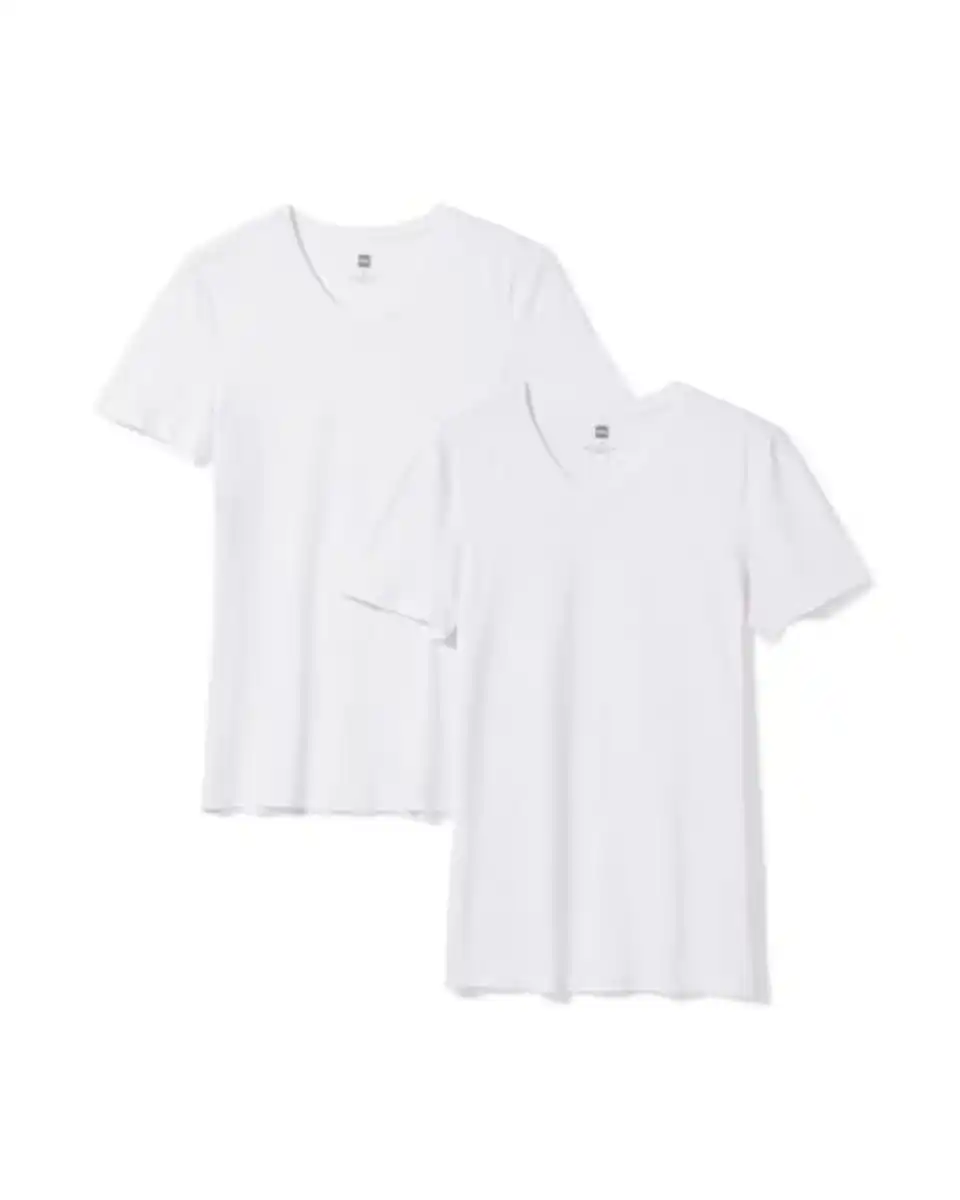 Bild 2 von Herren T-Shirts, Slim Fit, mit V-Ausschnitt – 2 Stück weiß