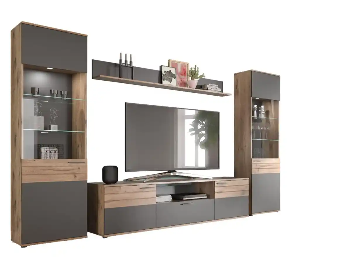 Bild 1 von Wohnwand Mason Nox Oak/Basalt grau