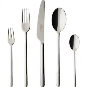 Villeroy & Boch Besteckset Ella satiniert, Edelstahl, Metall, 30-teilig, 27x5x42 cm, ergonomischer Griff, nachhaltig, Hohlheftmesser, Essen & Trinken, Besteck, Besteck-Sets