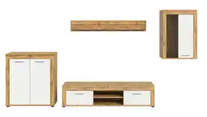 Wohnwand Jam Eiche Wotan/Weiß Melamin, Eiche Wotan