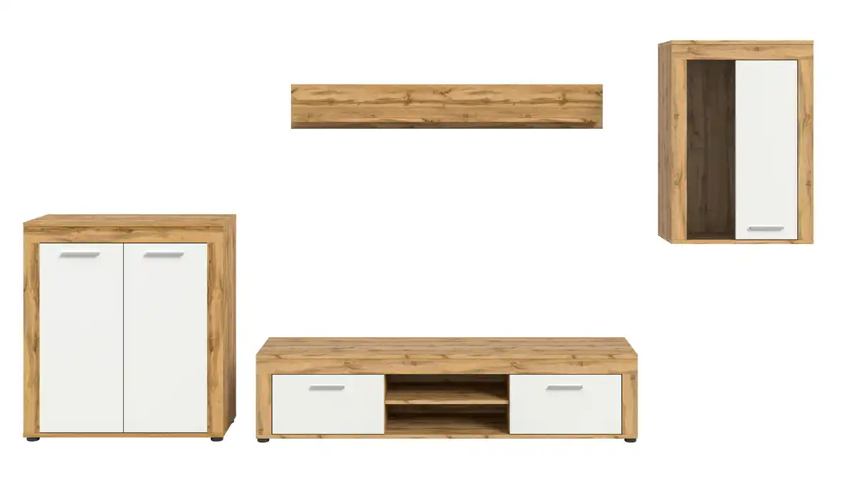 Bild 1 von Wohnwand Jam Eiche Wotan/Weiß Melamin, Eiche Wotan