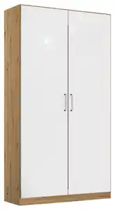 Drehtürenschrank Berlin Weiß Hochglanz, Eiche Artisan, Eiche Artisan, Weiß Hochglanz