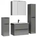 Bild 1 von Nobilia Badezimmer, Schwarz, Schiefer, Metall, 5-teilig, 5 Fächer, 3 Schublade(n),2 Schublade(n) Schubladen, G, 141 cm, Goldenes M, Made in Germany, Griffeauswahl, hängend, Zusatzausstattung erhäl