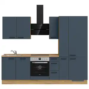 Nobilia Küchenblock Easytouch, Eiche, Dunkelblau, Metall, 3 Schublade(n),1 Schublade(n) Schubladen, nur wie online abgebildet bestellbar, 270 cm, Blauer Engel, Pefc, Goldenes M, Made in Germany, DGM