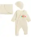 Bild 1 von Newborn Mütze + Strampler + Kuscheldecke, offwhite
