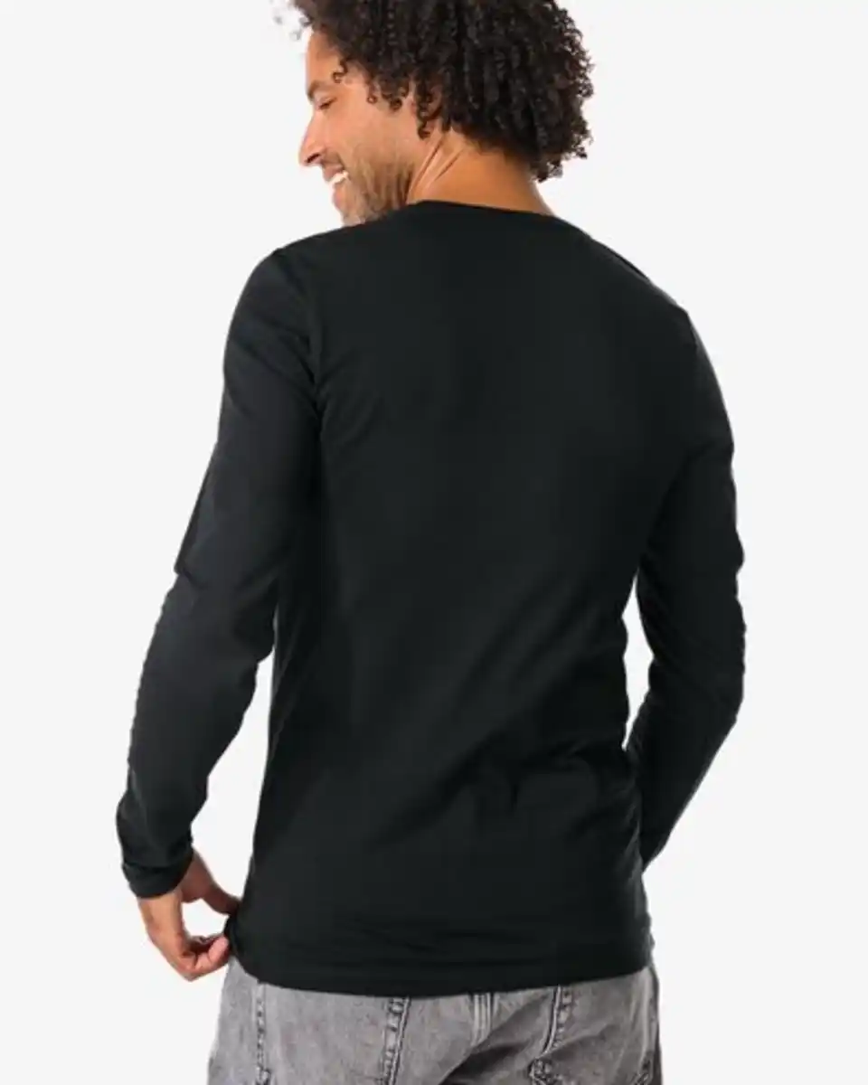 Bild 4 von Herren-T-Shirts, Langarmmodell, Slim Fit, O-Ausschnitt – 2 Stück schwarz